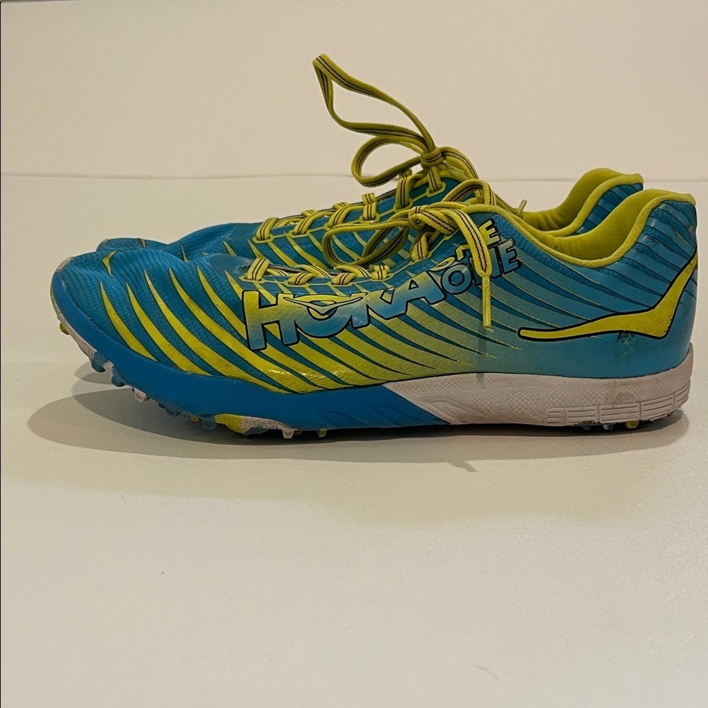 Hoka One Evo Spike XC Spike Cross Country Vibrant Blue and Lime Athletic Shoes
